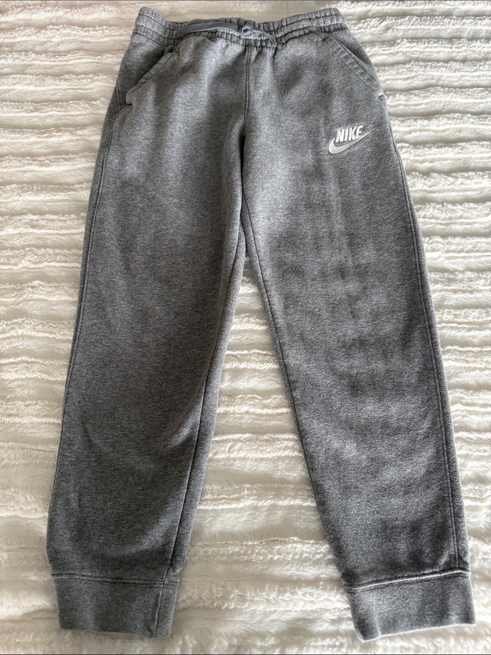 Nike Youth Gray Fleece Joggers with White Logo